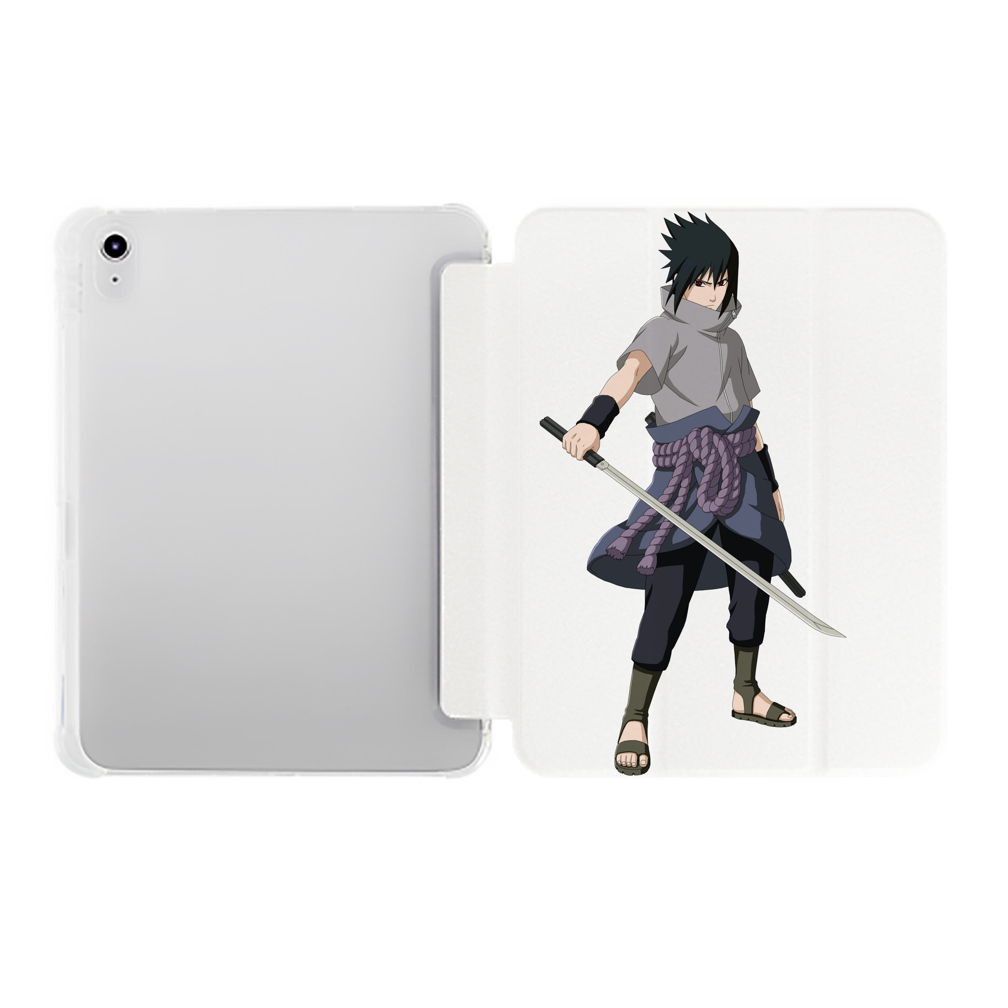 （画像用） NARUTO -ナルト- うちは サスケ Uchiha Sasuke IPad ケース ペン収納付き 三つ折りスタンド PUレザー×シリコン 対応機種9.5/10.5/10.9インチ